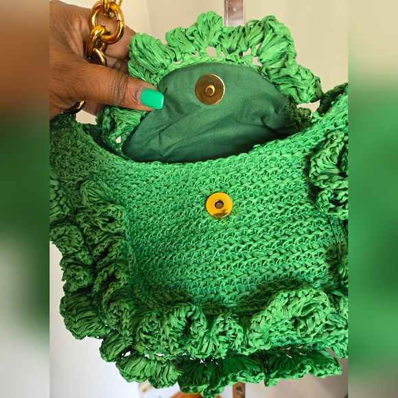 Zara Emerald Green 💚 Ruffle Shoulder Bag - Picture 4 of 8